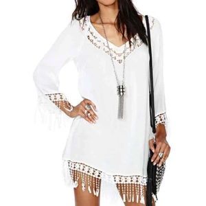 NWT Nasty Gal White Fringe Dress